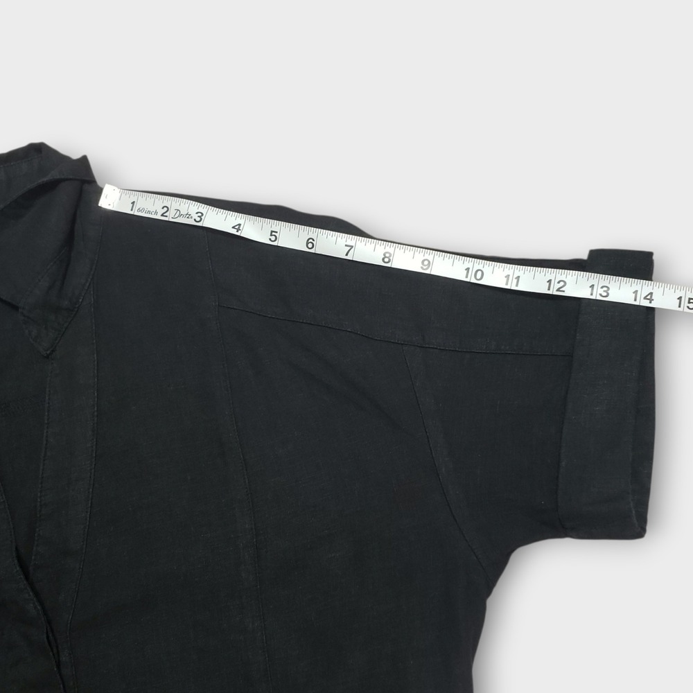 Banana Republic SS Drapey Linen Blend Belted Midi Shirt Dress Black M 451876-00 - Picture 10 of 11